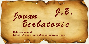 Jovan Berbatović vizit kartica
